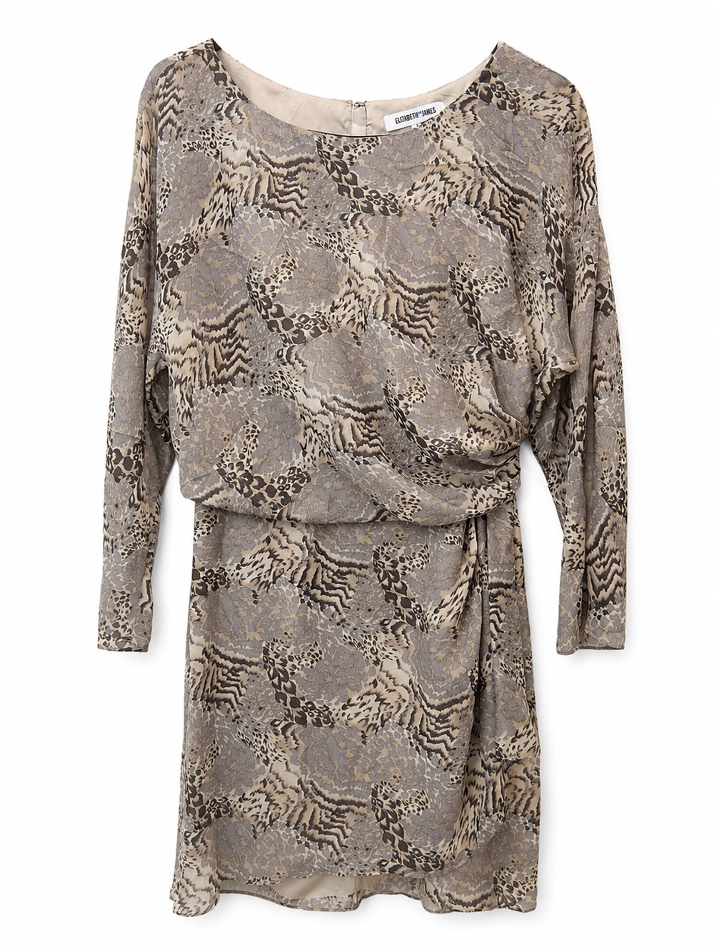 Elizabeth and James Animal Print Draped Long Sleeve Mini Dress Size 4